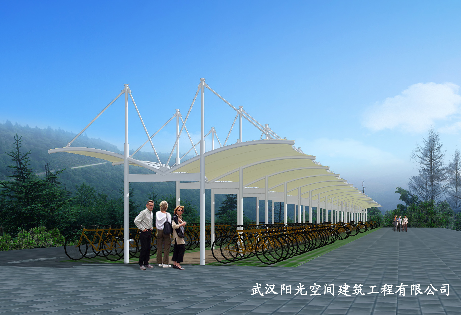 武汉阳光空间膜结构车棚07