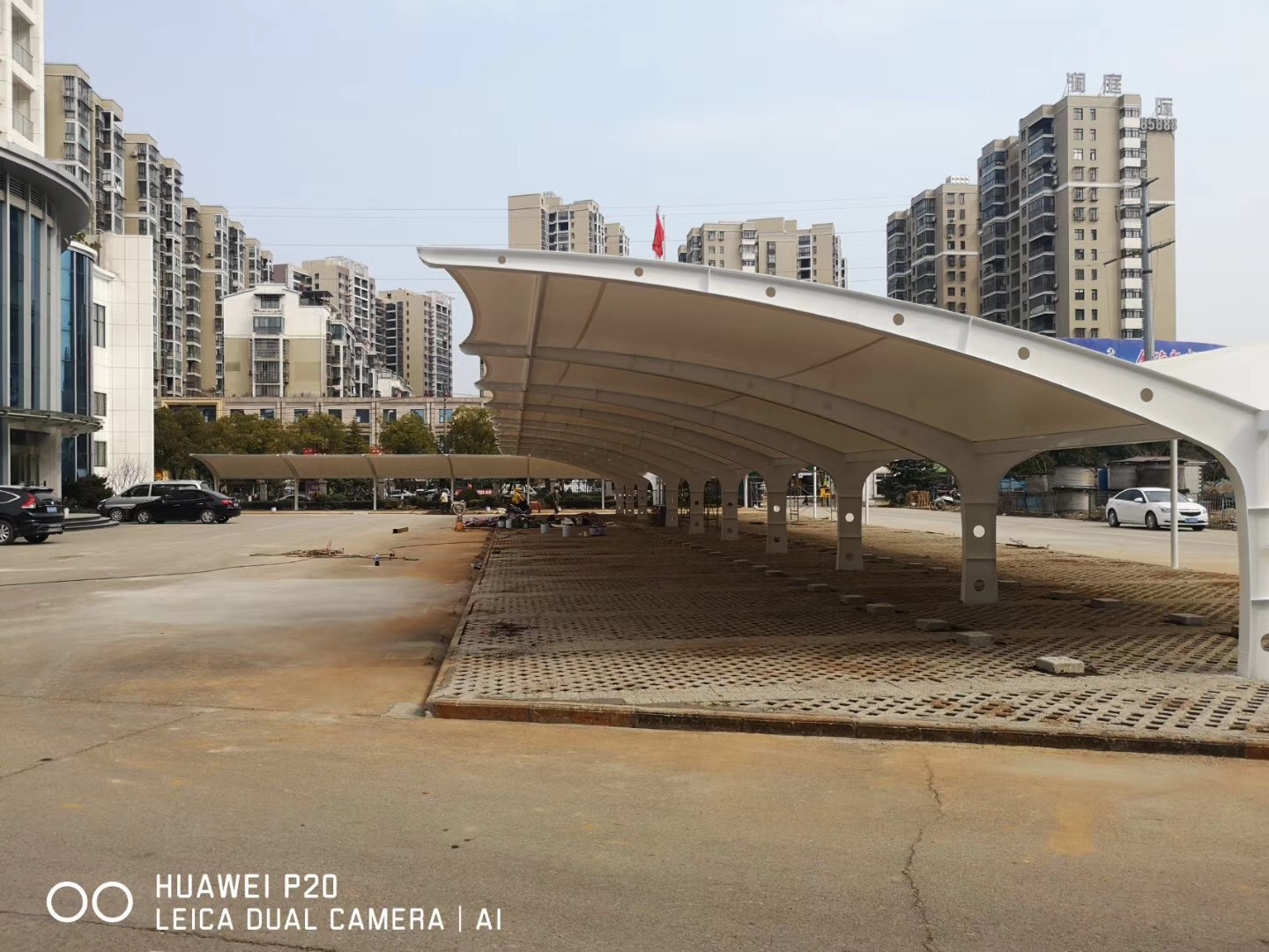 鄂州供电局车棚膜结构建筑(图1)